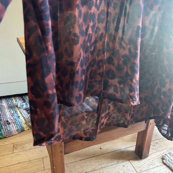 Amisu Brown and Black Sheer Ruffled Tie Front Blouse XS - Picture 15 of 15